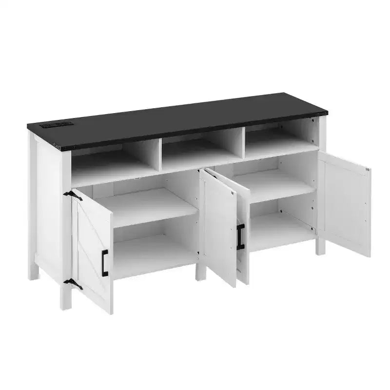 59 Armadio Buffet Credenza Moderna a 4 Ante con Vano Contenitore Semiaperto, Ripiani Regolabili, Mobile TV, Soggiorno, Sala da Pranzo, Ingresso-Panipeachy