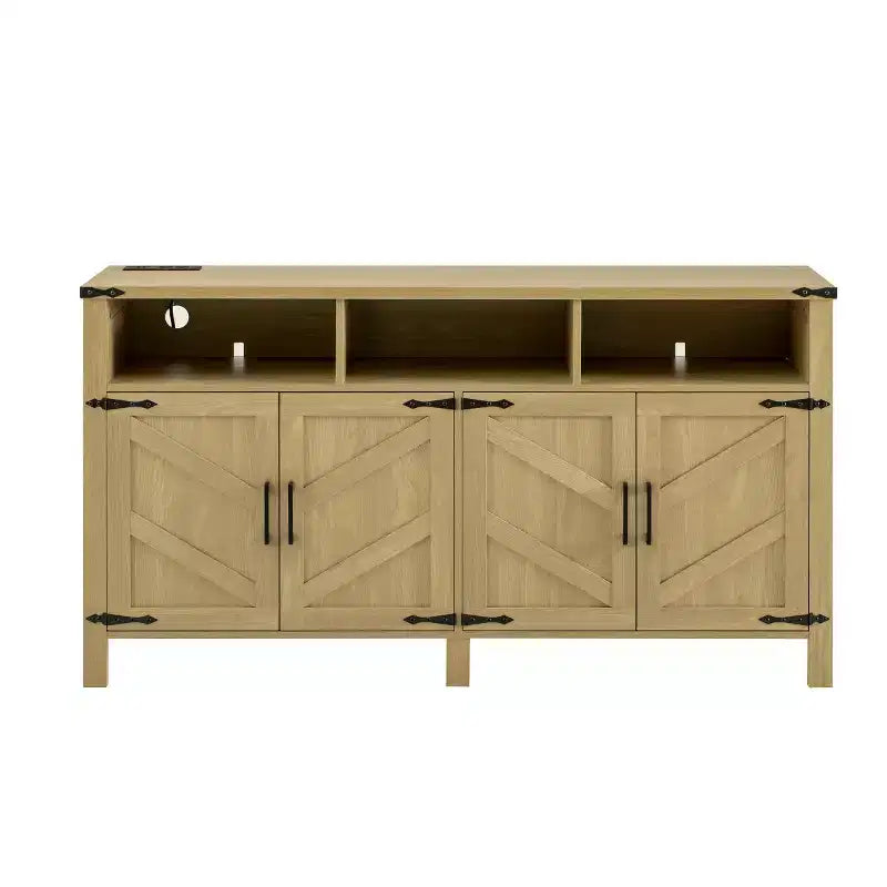59 Armadio Buffet Credenza Moderna a 4 Ante con Vano Contenitore Semiaperto, Ripiani Regolabili, Mobile TV, Soggiorno, Sala da Pranzo, Ingresso-Panipeachy