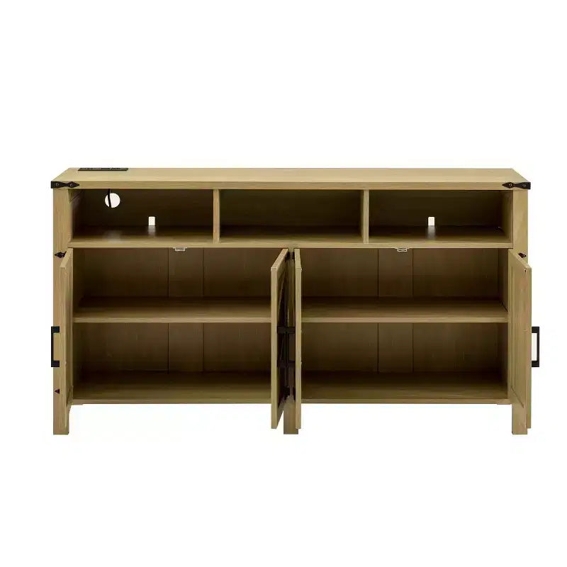 59 Armadio Buffet Credenza Moderna a 4 Ante con Vano Contenitore Semiaperto, Ripiani Regolabili, Mobile TV, Soggiorno, Sala da Pranzo, Ingresso-Panipeachy