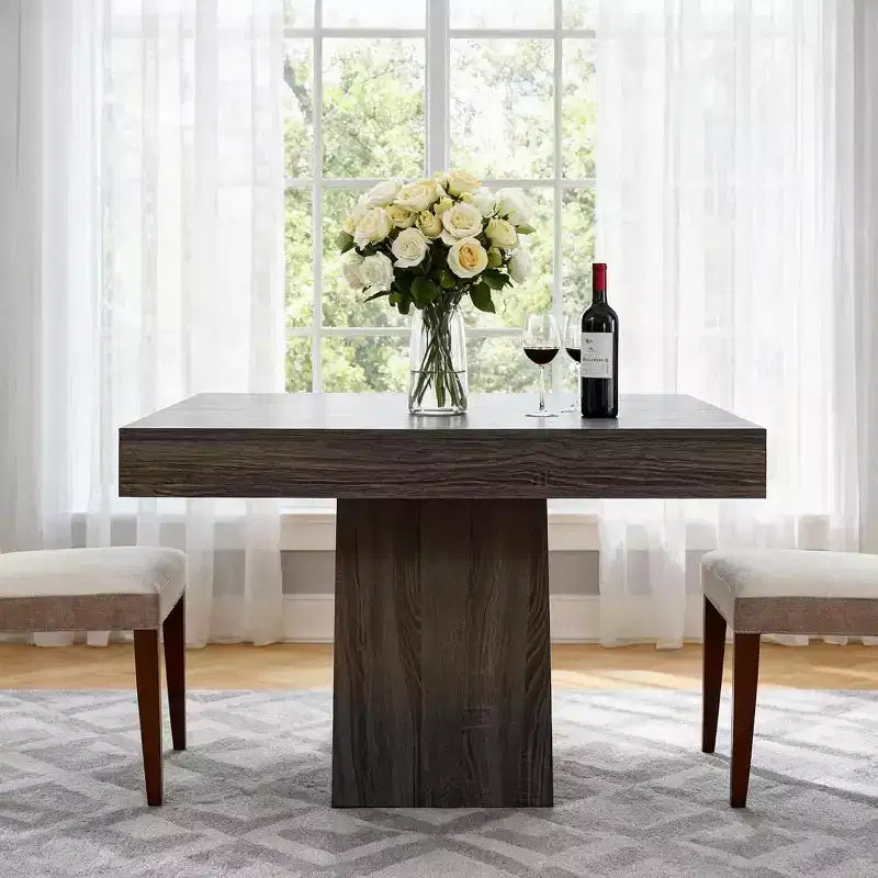 Tavolo da Pranzo Quadrato Salvaspazio per 4 Stile Moderno Rustico con Base a Piedistallo in Legno Tavolo Compatto da 80 cm Ideale