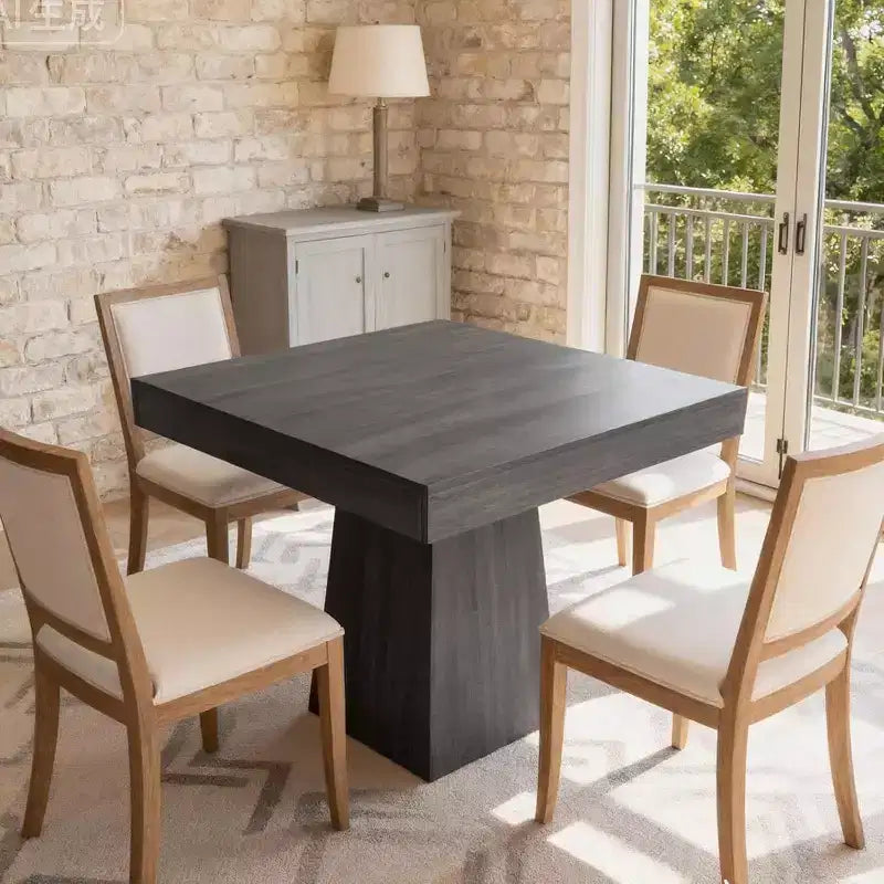 Tavolo da Pranzo Quadrato Salvaspazio per 4 Stile Moderno Rustico con Base a Piedistallo in Legno Tavolo Compatto da 80 cm Ideale