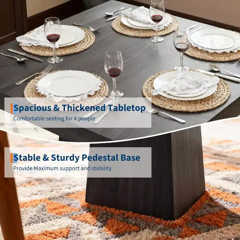 Tavolo da Pranzo Quadrato Salvaspazio per 4 Stile Moderno Rustico con Base a Piedistallo in Legno Tavolo Compatto da 80 cm Ideale