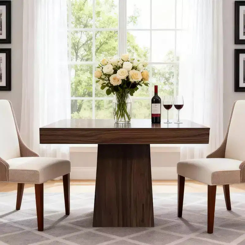 Tavolo da Pranzo Quadrato Salvaspazio per 4 Stile Moderno Rustico con Base a Piedistallo in Legno Tavolo Compatto da 80 cm Ideale