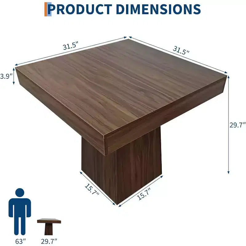 Tavolo da Pranzo Quadrato Salvaspazio per 4 Stile Moderno Rustico con Base a Piedistallo in Legno Tavolo Compatto da 80 cm Ideale