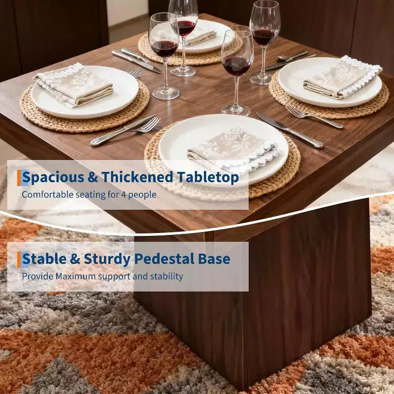 Tavolo da Pranzo Quadrato Salvaspazio per 4 Stile Moderno Rustico con Base a Piedistallo in Legno Tavolo Compatto da 80 cm Ideale