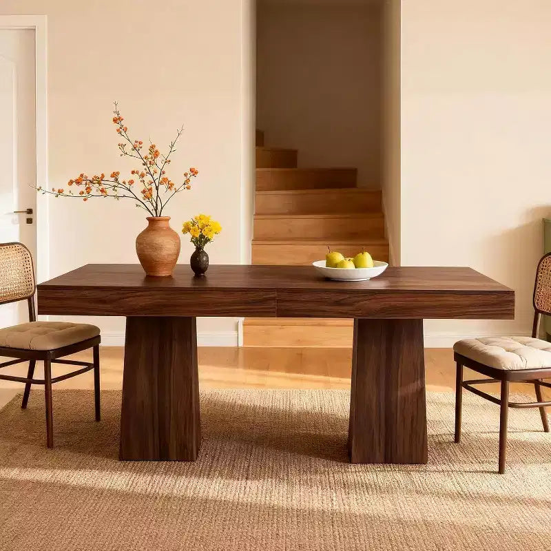 Tavolo da Pranzo Quadrato Salvaspazio per 4 Stile Moderno Rustico con Base a Piedistallo in Legno Tavolo Compatto da 80 cm Ideale
