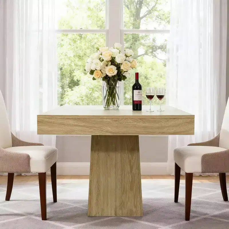 Tavolo da Pranzo Quadrato Salvaspazio per 4 Stile Moderno Rustico con Base a Piedistallo in Legno Tavolo Compatto da 80 cm Ideale