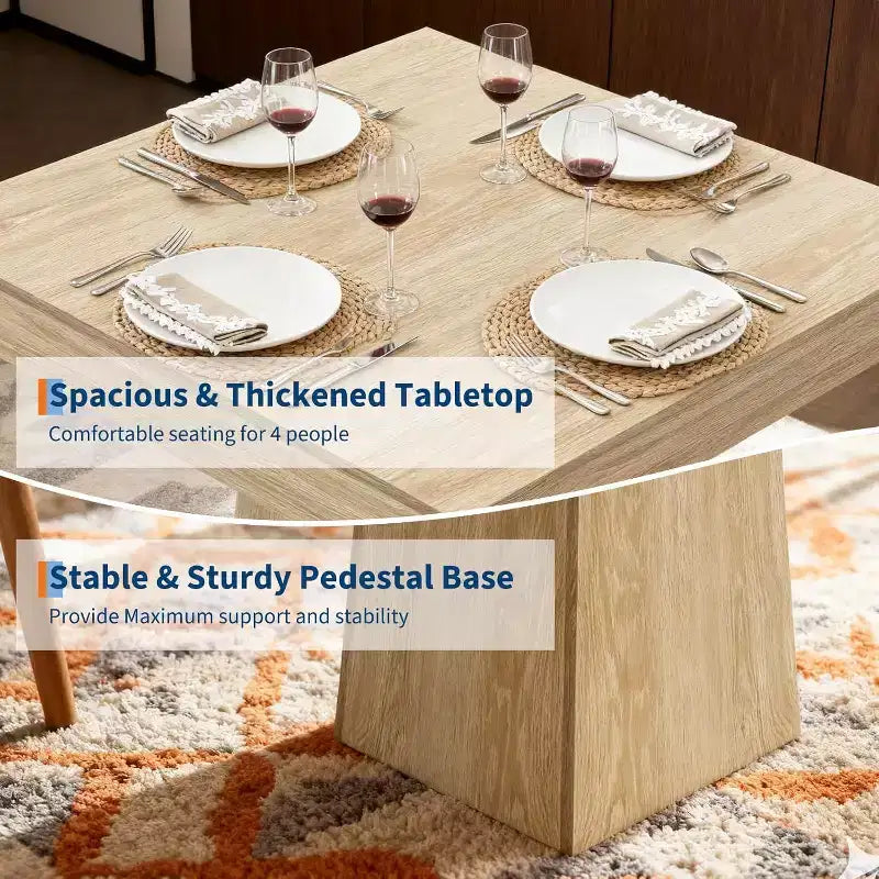 Tavolo da Pranzo Quadrato Salvaspazio per 4 Stile Moderno Rustico con Base a Piedistallo in Legno Tavolo Compatto da 80 cm Ideale