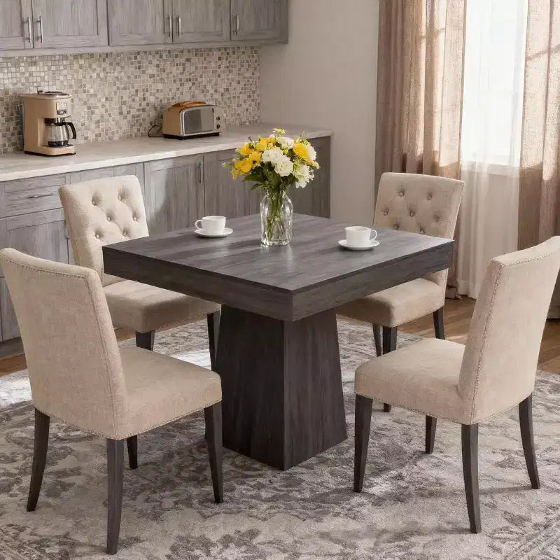 Tavolo da Pranzo Quadrato Salvaspazio per 4 Stile Moderno Rustico con Base a Piedistallo in Legno Tavolo Compatto da 80 cm Ideale