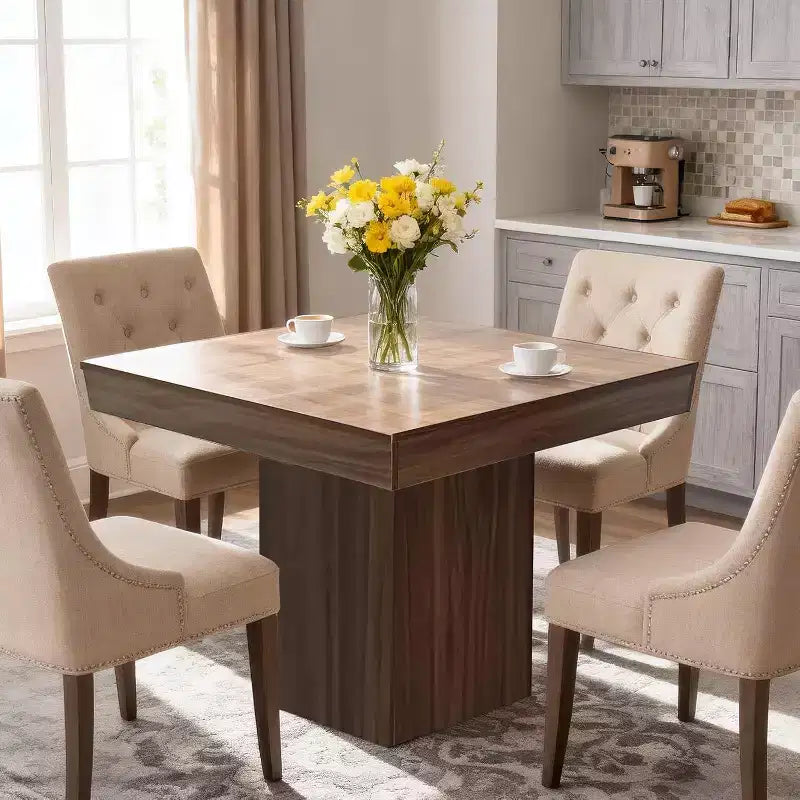 Tavolo da Pranzo Quadrato Salvaspazio per 4 Stile Moderno Rustico con Base a Piedistallo in Legno Tavolo Compatto da 80 cm Ideale