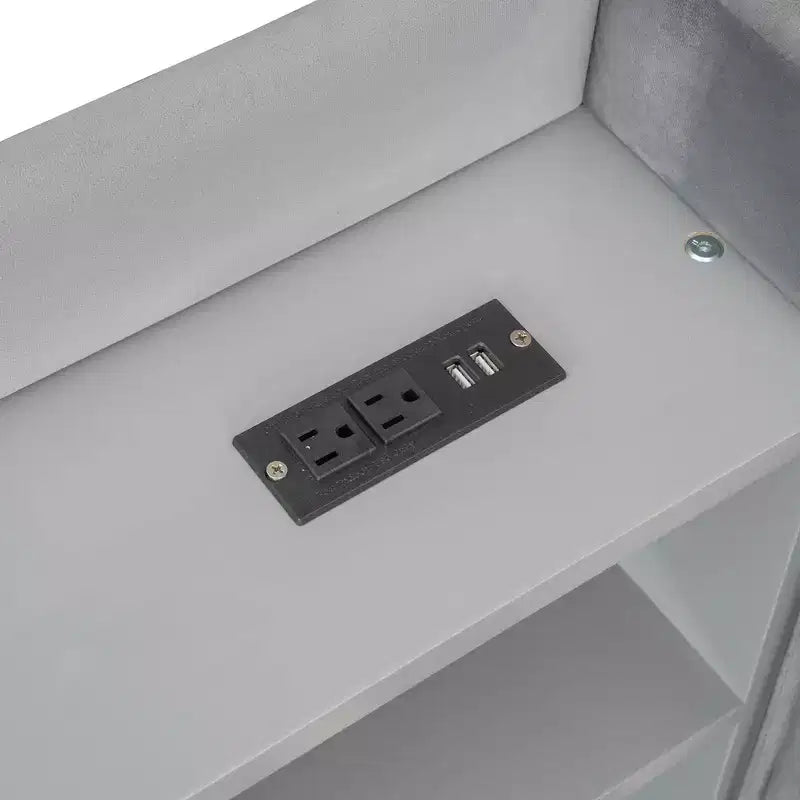 MAYEERTY Letto Divano Imbottito Una Piazza, Rotelle, Ripiani, Presa USB, Camera da Letto, Beige