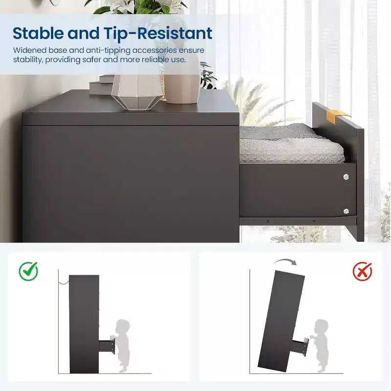 Comò Acekool a 5 cassetti scanalati, cassettiera alta moderna con maniglie in metallo dorato, armadietto organizer per camera da letto, cabina armadio, ingresso, soggiorno