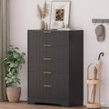 Acekool 5-Drawer Fluted Dresser, Modern Tall Chest with Gold Metal Handles, Storage Organizer Cabinet for Bedroom, Closet, Entryway, Living Room