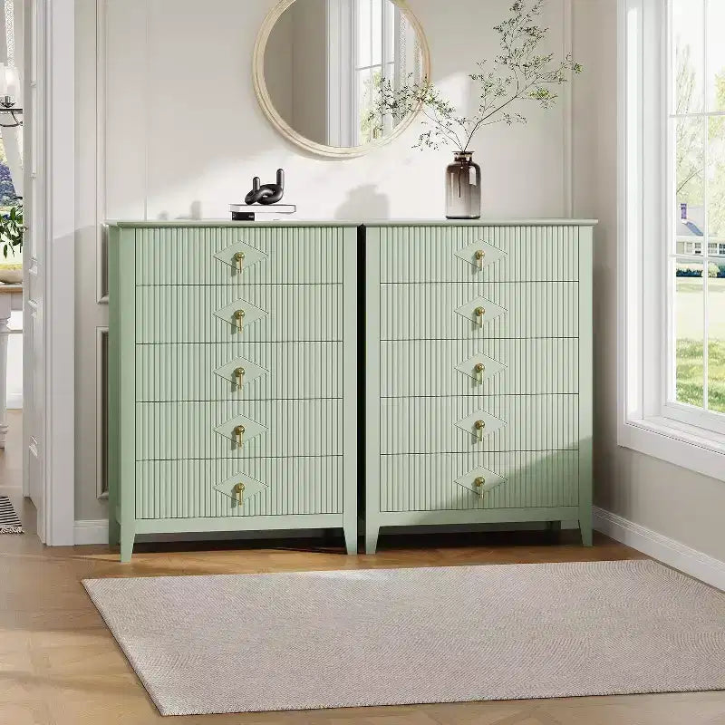 Cassettiera Acekool 31.5 a 5 cassetti scanalati, Comodino Moderno con Cassetti Profondi e Kit Antiribaltamento