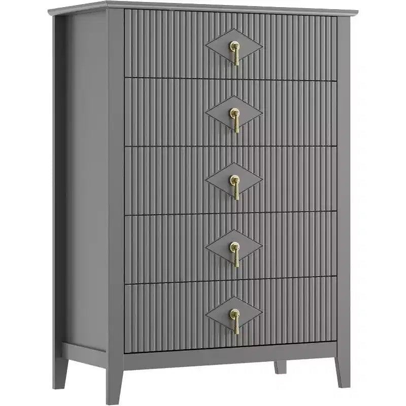 Cassettiera Acekool 31.5 a 5 cassetti scanalati, Comodino Moderno con Cassetti Profondi e Kit Antiribaltamento