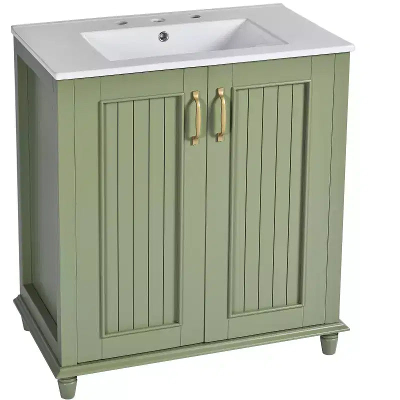Mobile Bagno da 76 cm con Lavabo, Mobiletto Bagno con Cassetti, Mobile Bagno Monolavabo