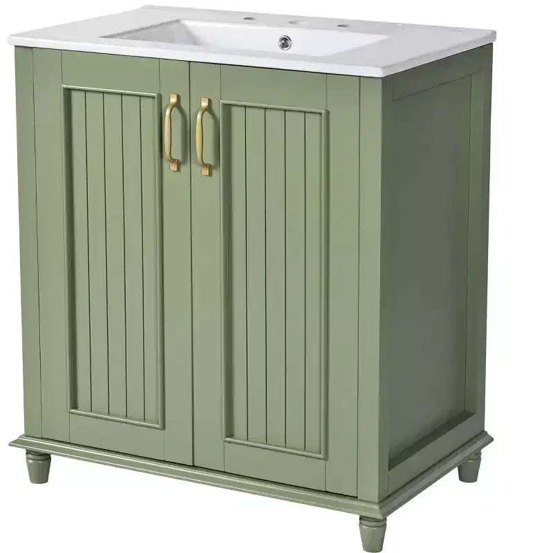 Mobile Bagno da 76 cm con Lavabo, Mobiletto Bagno con Cassetti, Mobile Bagno Monolavabo