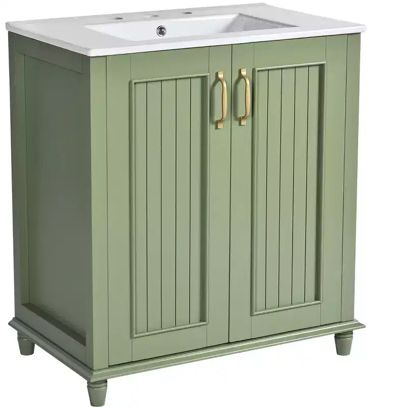 Mobile Bagno da 76 cm con Lavabo, Mobiletto Bagno con Cassetti, Mobile Bagno Monolavabo