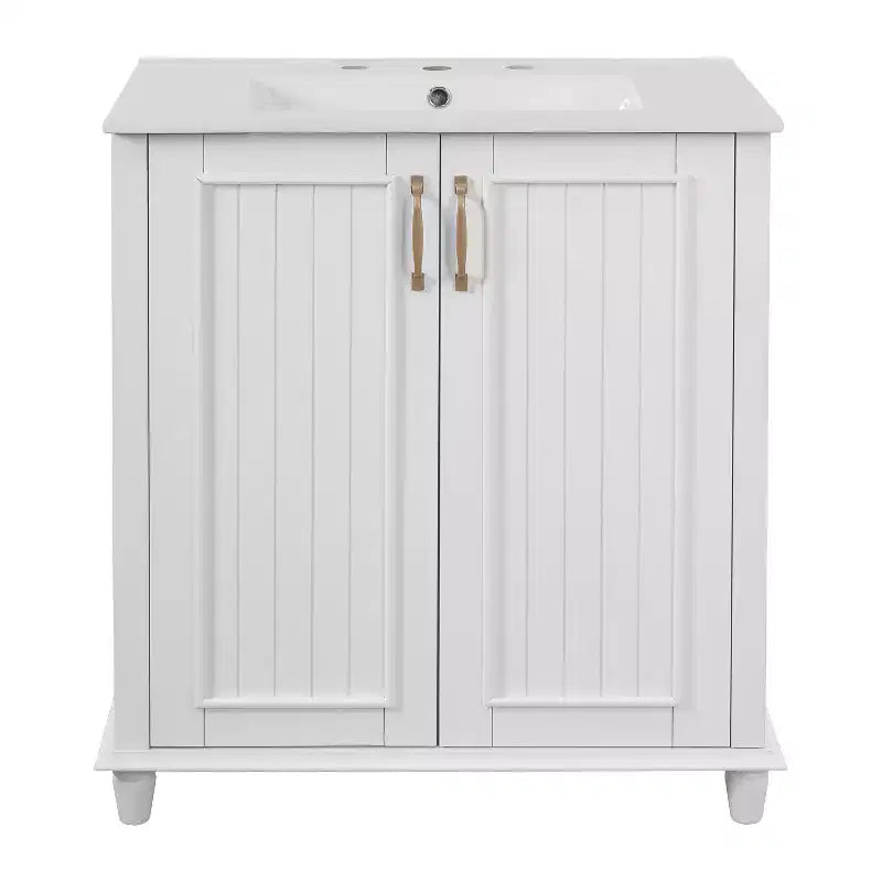 Mobile Bagno da 76 cm con Lavabo, Mobiletto Bagno con Cassetti, Mobile Bagno Monolavabo
