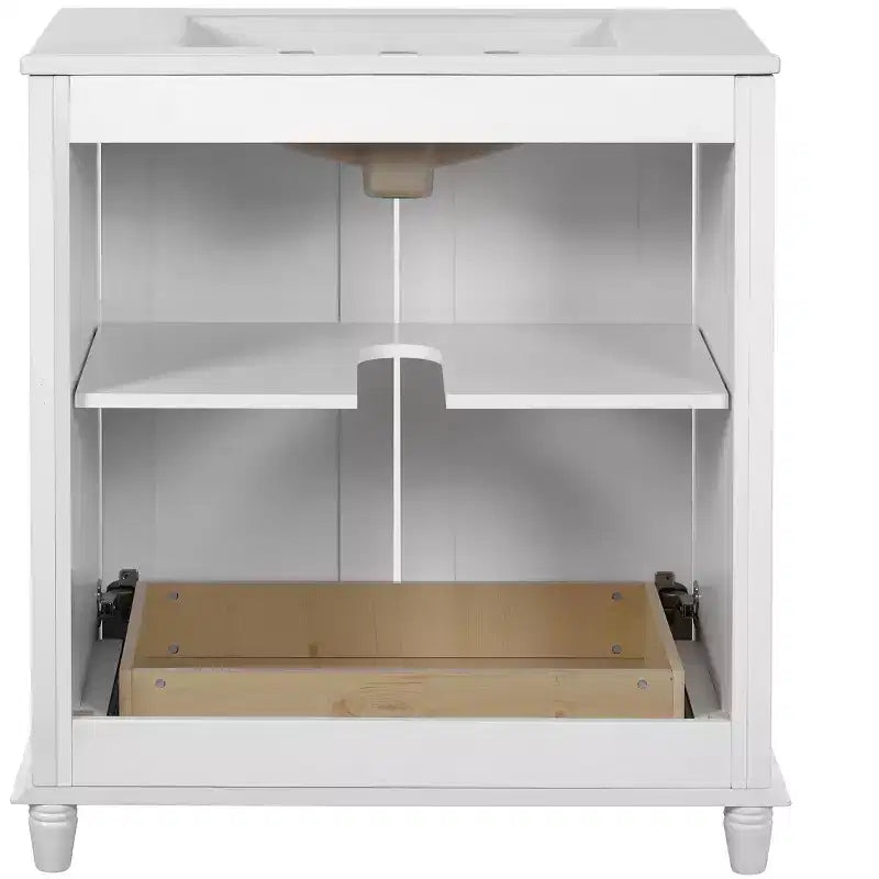 Mobile Bagno da 76 cm con Lavabo, Mobiletto Bagno con Cassetti, Mobile Bagno Monolavabo