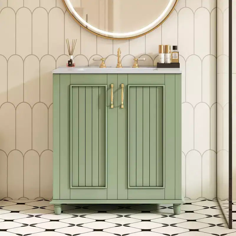Mobile Bagno da 76 cm con Lavabo, Mobiletto Bagno con Cassetti, Mobile Bagno Monolavabo