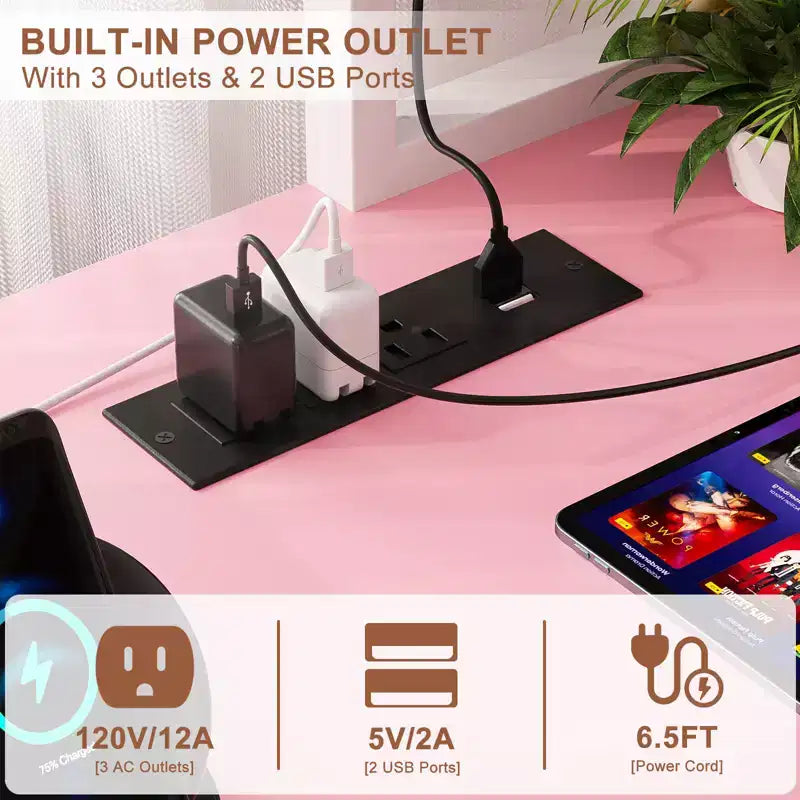 Scrivania angolare per computer con monitor e libreria, scrivania da gaming con stazione di ricarica