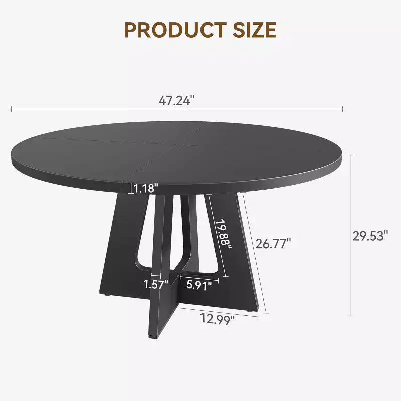 COZONY 47 tavolo da pranzo rotondo in stile rustico per 4-6 persone, grande tavolo in legno rustico grigio per sala da pranzo o soggiorno, solo tavolo