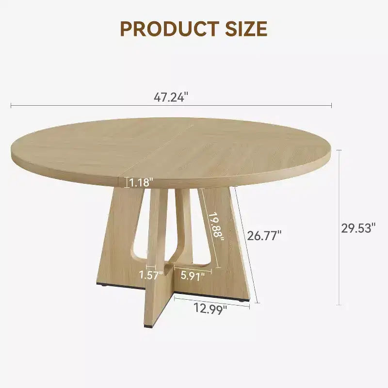 COZONY 47 tavolo da pranzo rotondo in stile rustico per 4-6 persone, grande tavolo in legno rustico grigio per sala da pranzo o soggiorno, solo tavolo