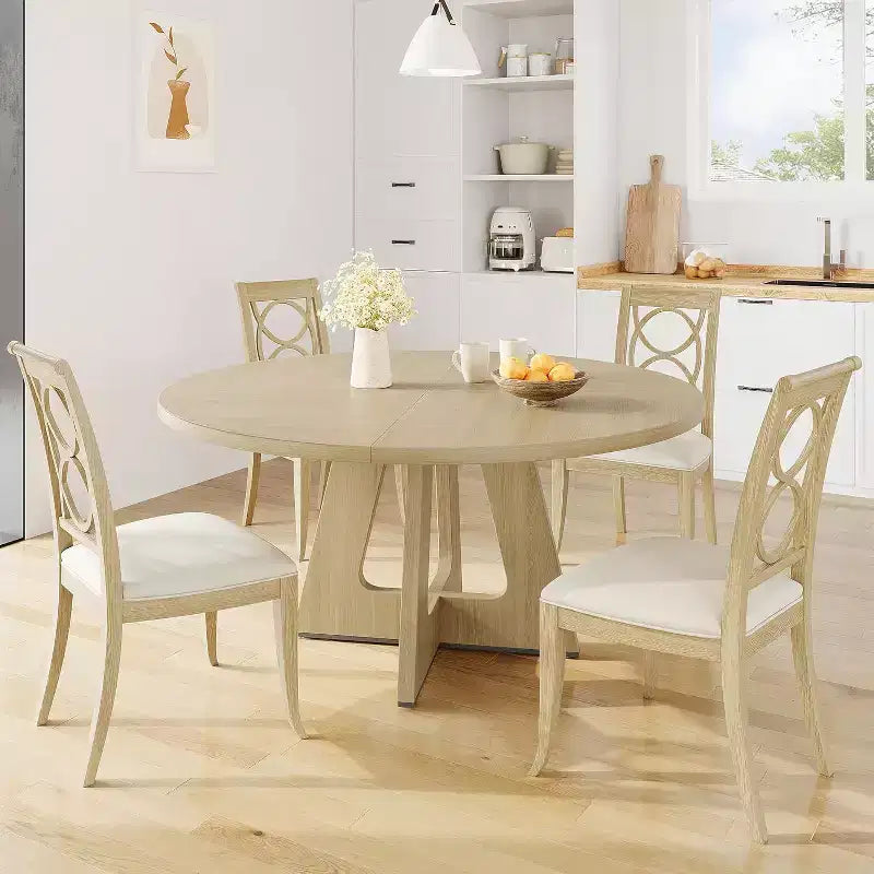 COZONY 47 tavolo da pranzo rotondo in stile rustico per 4-6 persone, grande tavolo in legno rustico grigio per sala da pranzo o soggiorno, solo tavolo