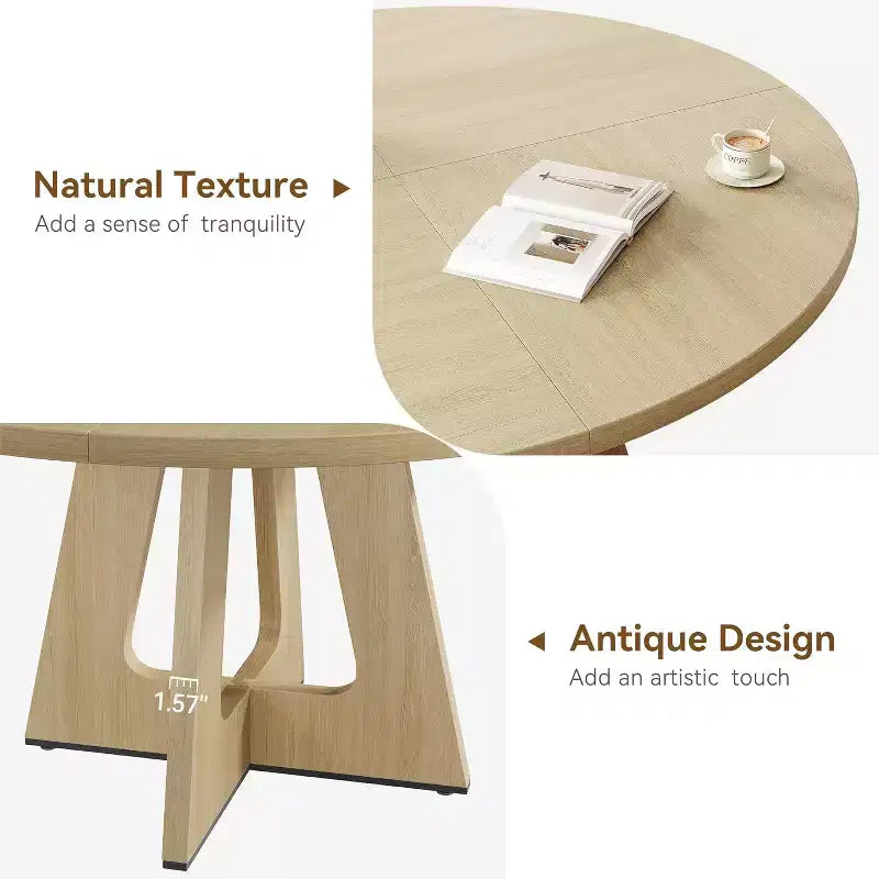COZONY 47 tavolo da pranzo rotondo in stile rustico per 4-6 persone, grande tavolo in legno rustico grigio per sala da pranzo o soggiorno, solo tavolo