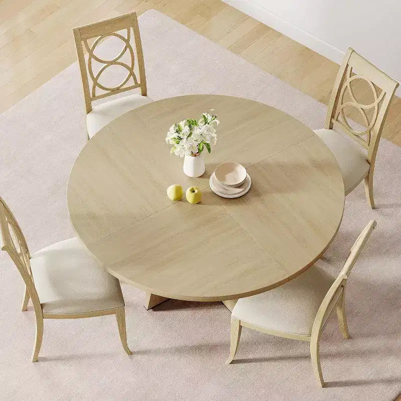 COZONY 47 tavolo da pranzo rotondo in stile rustico per 4-6 persone, grande tavolo in legno rustico grigio per sala da pranzo o soggiorno, solo tavolo