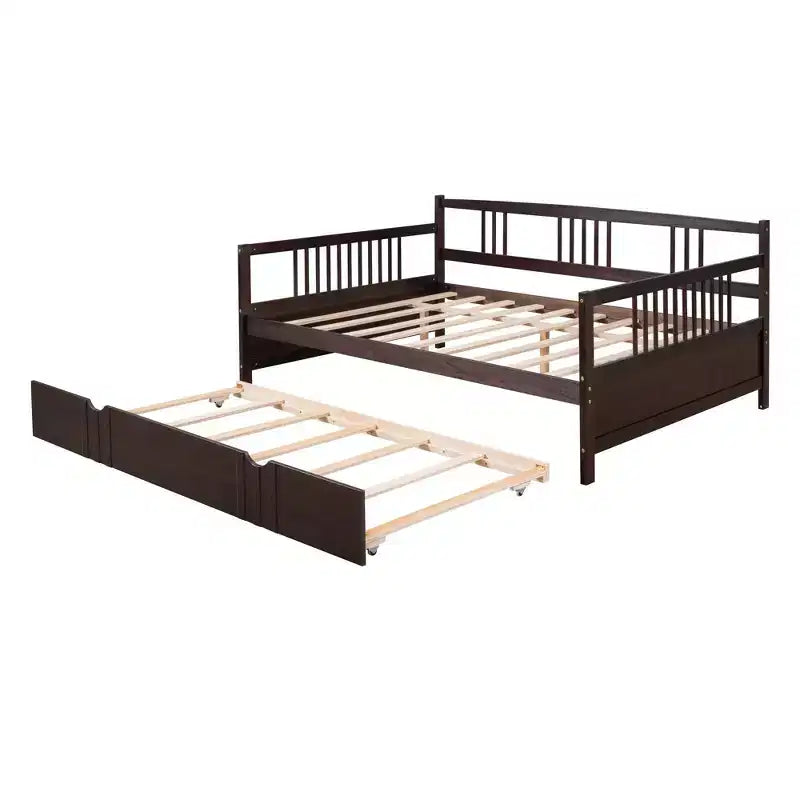 Okak Twin/Full Struttura Letto a Piattaforma Moderna con Recinzione Laterale e Cassetti/Letto Estraibile, Divano Letto in Legno per Camera da Letto, Studio