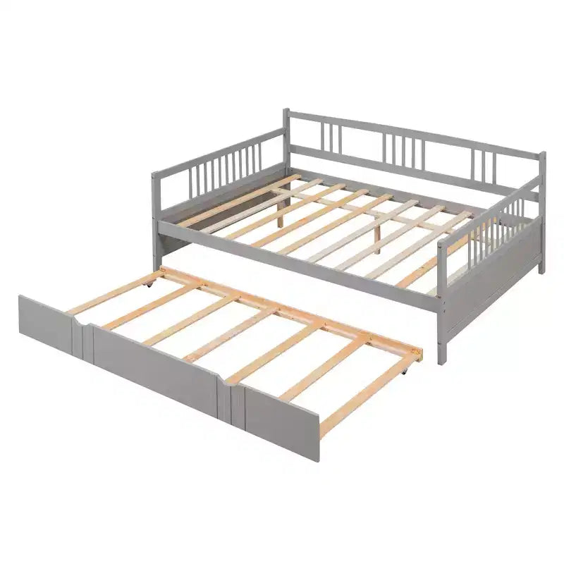 Okak Twin/Full Struttura Letto a Piattaforma Moderna con Recinzione Laterale e Cassetti/Letto Estraibile, Divano Letto in Legno per Camera da Letto, Studio