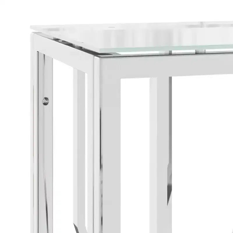 vidaXL Consolle Tavolino d'Appoggio per Soggiorno in Acciaio Inox - Vetro Argento