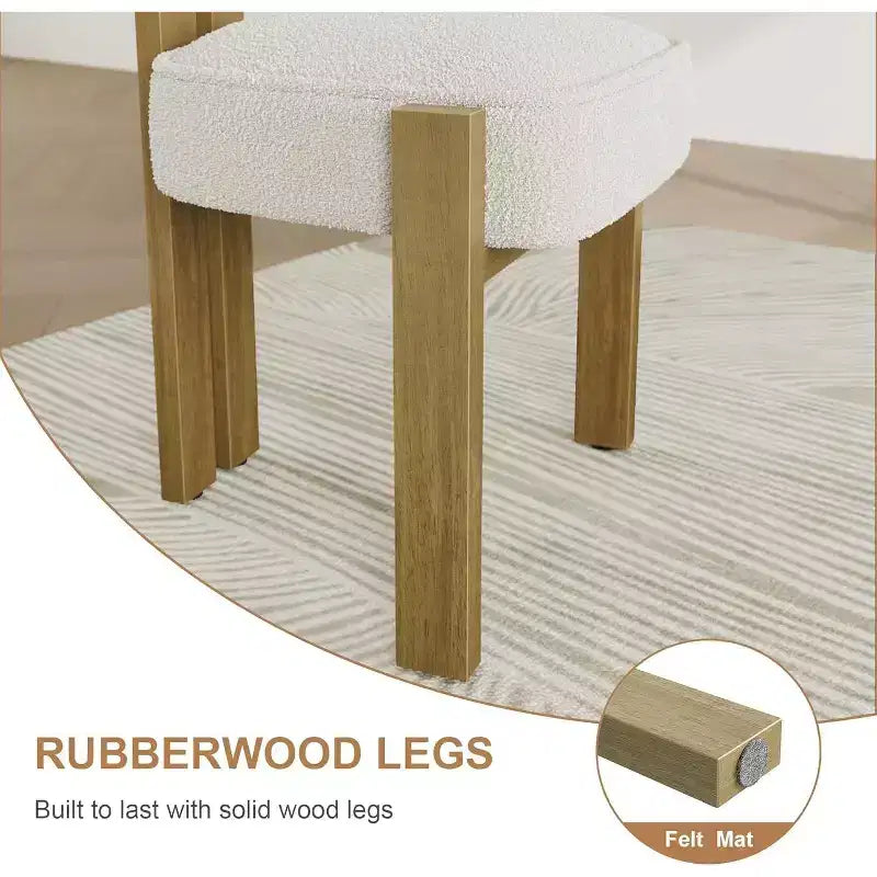Set di 2 sedie da pranzo imbottite, sedie moderne e confortevoli in morbido bouclé con schienale ergonomico curvo, per soggiorno, cucina e sala da pranzo