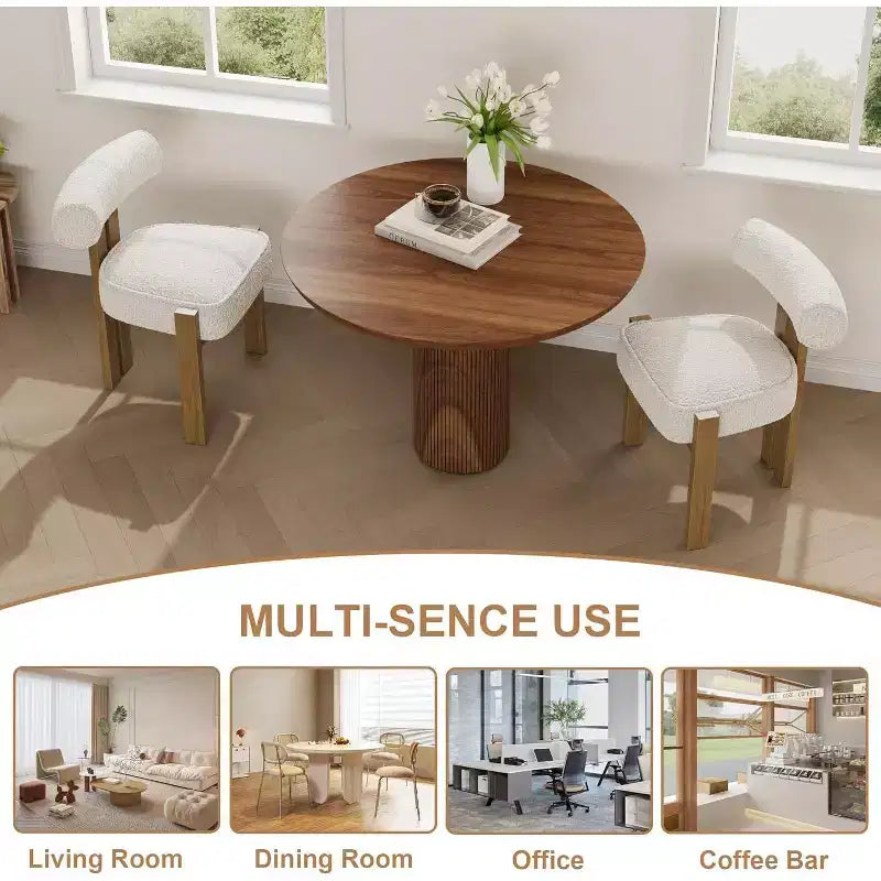Set di 2 sedie da pranzo imbottite, sedie moderne e confortevoli in morbido bouclé con schienale ergonomico curvo, per soggiorno, cucina e sala da pranzo