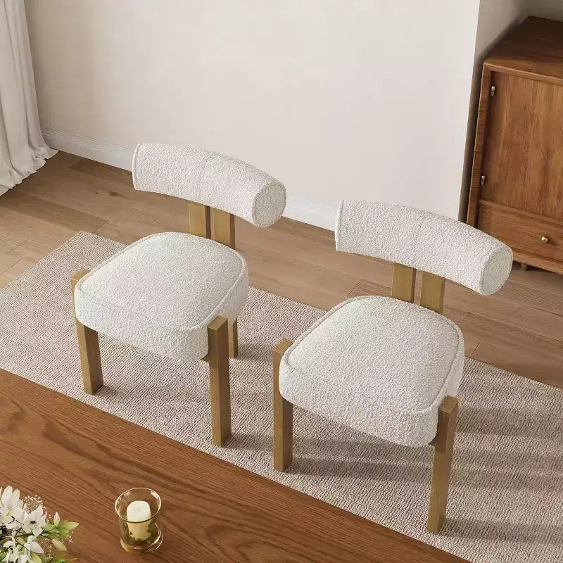 Set di 2 sedie da pranzo imbottite, sedie moderne e confortevoli in morbido bouclé con schienale ergonomico curvo, per soggiorno, cucina e sala da pranzo