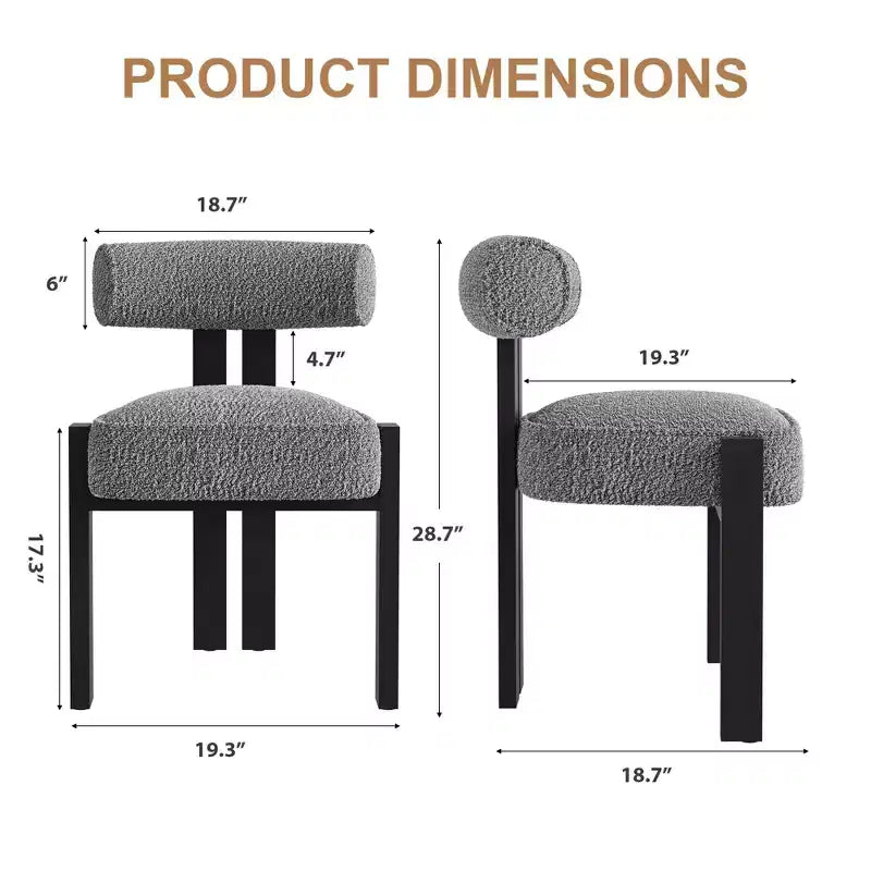 Set di 2 sedie da pranzo imbottite, sedie moderne e confortevoli in morbido bouclé con schienale ergonomico curvo, per soggiorno, cucina e sala da pranzo