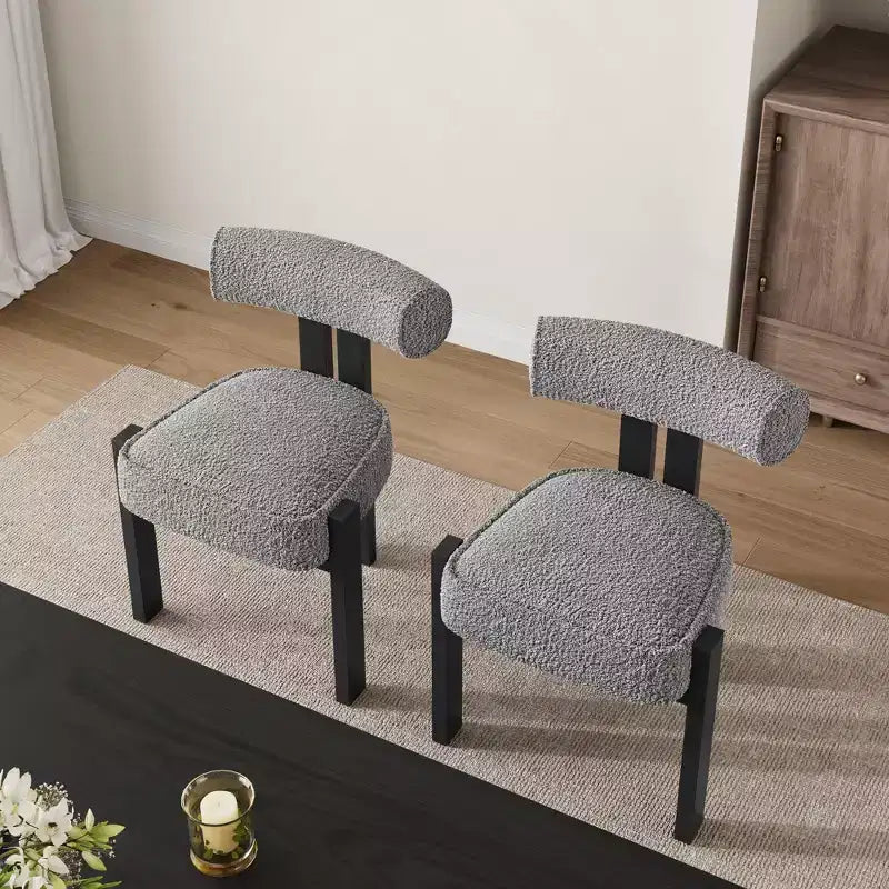 Set di 2 sedie da pranzo imbottite, sedie moderne e confortevoli in morbido bouclé con schienale ergonomico curvo, per soggiorno, cucina e sala da pranzo