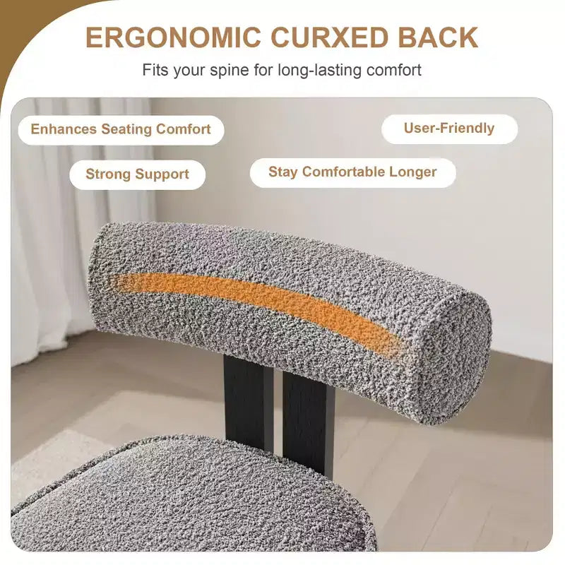 Set di 2 sedie da pranzo imbottite, sedie moderne e confortevoli in morbido bouclé con schienale ergonomico curvo, per soggiorno, cucina e sala da pranzo