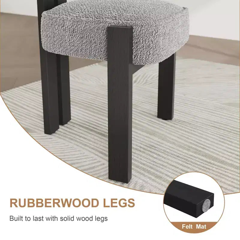 Set di 2 sedie da pranzo imbottite, sedie moderne e confortevoli in morbido bouclé con schienale ergonomico curvo, per soggiorno, cucina e sala da pranzo