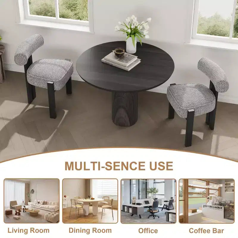 Set di 2 sedie da pranzo imbottite, sedie moderne e confortevoli in morbido bouclé con schienale ergonomico curvo, per soggiorno, cucina e sala da pranzo