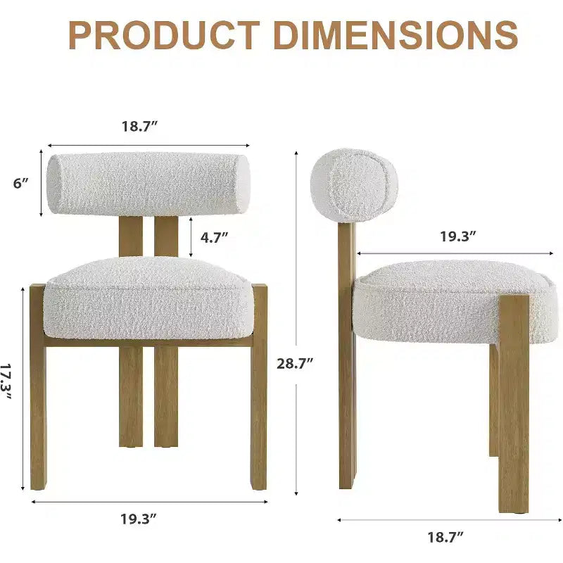 Set di 2 sedie da pranzo imbottite, sedie moderne e confortevoli in morbido bouclé con schienale ergonomico curvo, per soggiorno, cucina e sala da pranzo