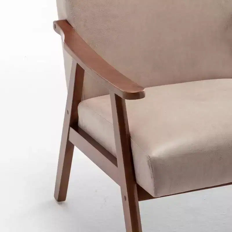 Sedia singola Furniliving in stile moderno di metà secolo con struttura in legno massello, poltrona a pozzetto per camera da letto, sala lettura, soggiorno
