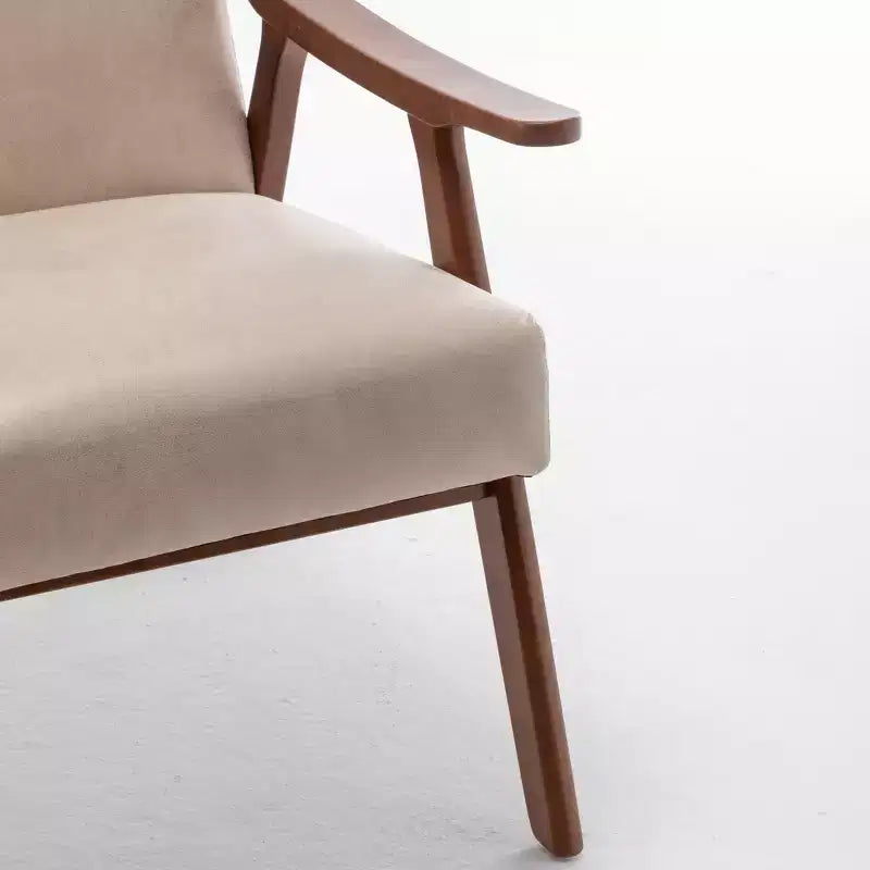 Sedia singola Furniliving in stile moderno di metà secolo con struttura in legno massello, poltrona a pozzetto per camera da letto, sala lettura, soggiorno