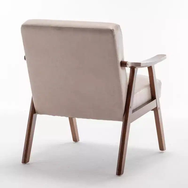 Sedia singola Furniliving in stile moderno di metà secolo con struttura in legno massello, poltrona a pozzetto per camera da letto, sala lettura, soggiorno