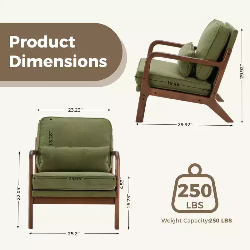 Poltrona mid-century moderna Zeus & Ruta con braccioli e cuscino lombare, struttura in legno massiccio