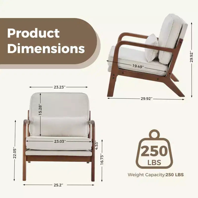 Poltrona mid-century moderna Zeus & Ruta con braccioli e cuscino lombare, struttura in legno massiccio