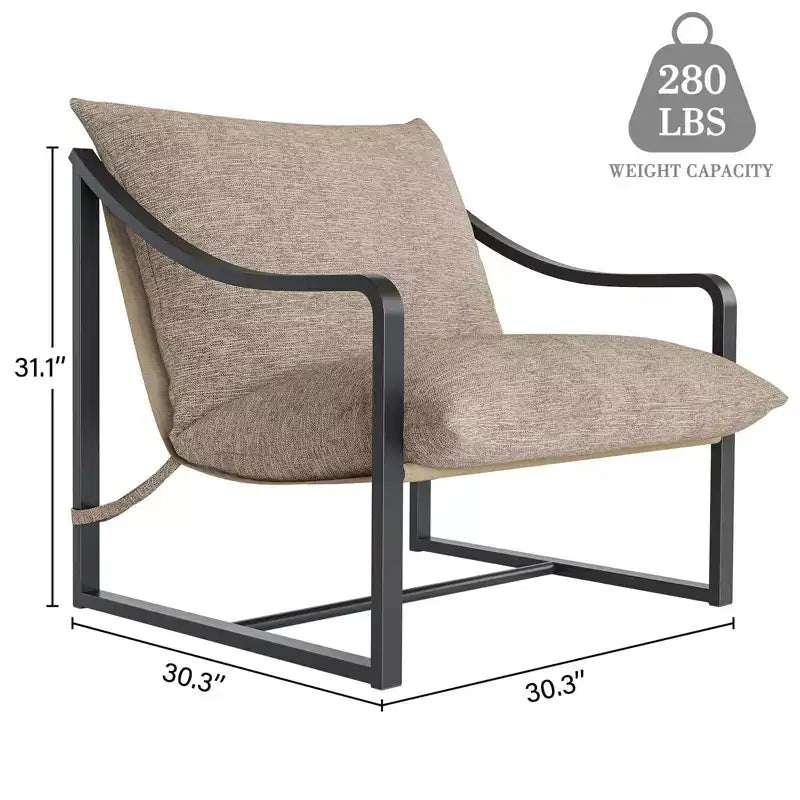 Poltrona Sling, Poltrona Moderna e Confortevole con Morbido Cuscino, Struttura in Metallo, Comoda Poltrona Lounge per Soggiorno, Camera da Letto, Patio