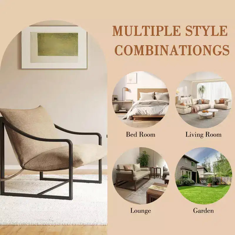 Poltrona Sling, Poltrona Moderna e Confortevole con Morbido Cuscino, Struttura in Metallo, Comoda Poltrona Lounge per Soggiorno, Camera da Letto, Patio